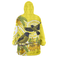 Bellbird New Zealand Wearable Blanket Hoodie Korimako Kowhai Maori Pattern LT14 - Polynesian Pride