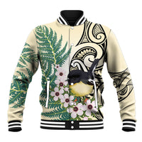 Endemic Tomtit New Zealand Baseball Jacket Miromiro Manuka Silver Fern Maori Pattern