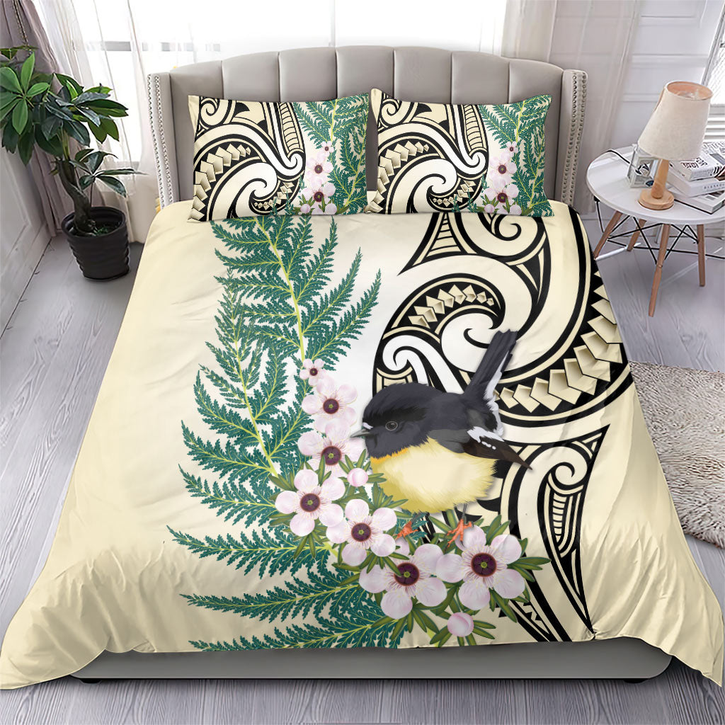 Endemic Tomtit New Zealand Bedding Set Miromiro Manuka Silver Fern Maori Pattern LT14 - Polynesian Pride