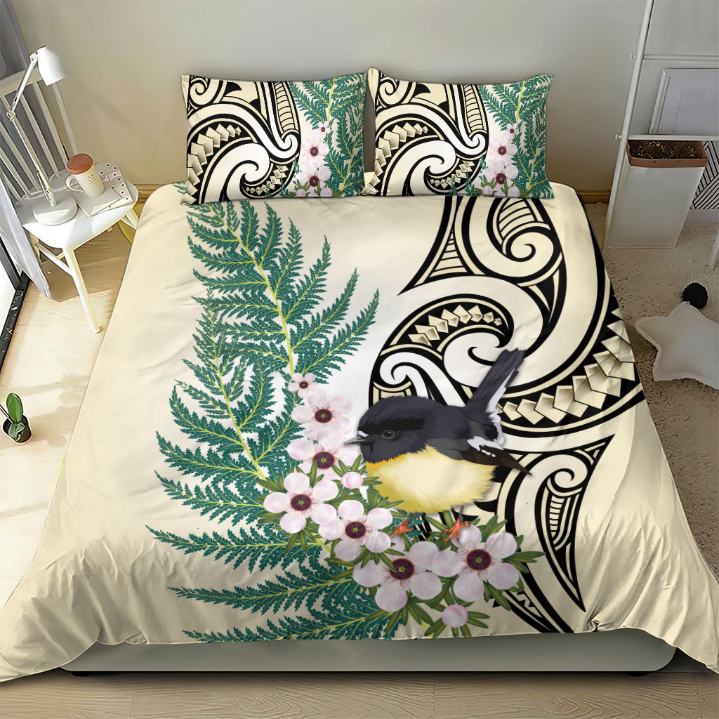Endemic Tomtit New Zealand Bedding Set Miromiro Manuka Silver Fern Maori Pattern LT14 - Polynesian Pride