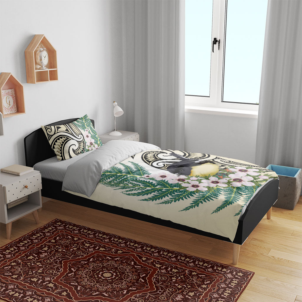 Endemic Tomtit New Zealand Bedding Set Miromiro Manuka Silver Fern Maori Pattern LT14 - Polynesian Pride