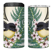 Endemic Tomtit New Zealand 4 in 1 Can Cooler Tumbler Miromiro Manuka Silver Fern Maori Pattern LT14 One Size: 16 oz Cream - Polynesian Pride