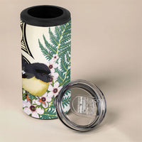 Endemic Tomtit New Zealand 4 in 1 Can Cooler Tumbler Miromiro Manuka Silver Fern Maori Pattern LT14 - Polynesian Pride