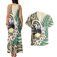 Endemic Tomtit New Zealand Couples Matching Tank Maxi Dress and Hawaiian Shirt Miromiro Manuka Silver Fern Maori Pattern LT14 - Polynesian Pride