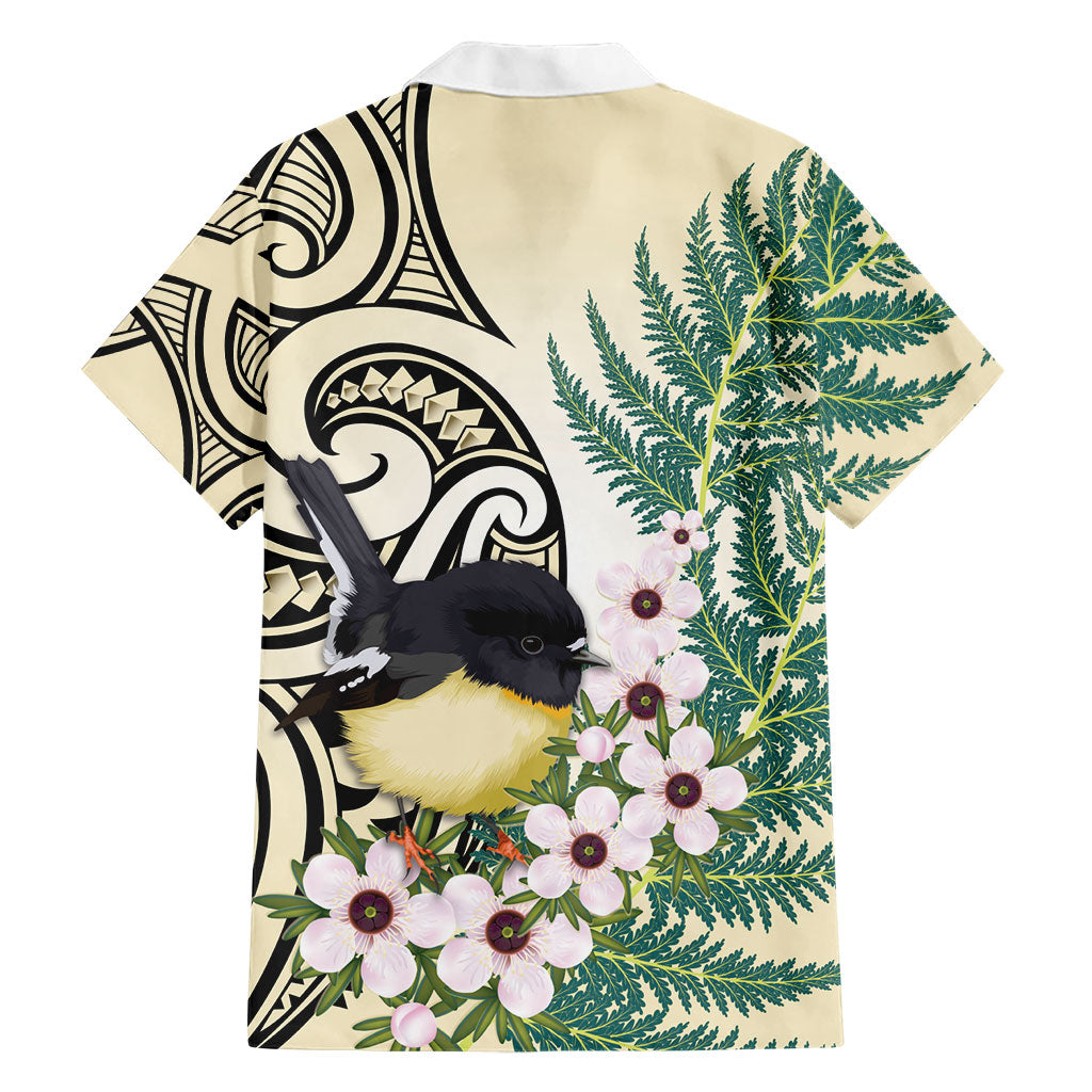 Endemic Tomtit New Zealand Family Matching Off Shoulder Maxi Dress and Hawaiian Shirt Miromiro Manuka Silver Fern Maori Pattern LT14 - Polynesian Pride