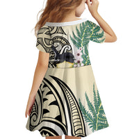 Endemic Tomtit New Zealand Family Matching Off Shoulder Short Dress and Hawaiian Shirt Miromiro Manuka Silver Fern Maori Pattern LT14 - Polynesian Pride