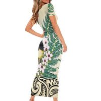 Endemic Tomtit New Zealand Family Matching Short Sleeve Bodycon Dress and Hawaiian Shirt Miromiro Manuka Silver Fern Maori Pattern LT14 - Polynesian Pride