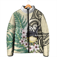 Endemic Tomtit New Zealand Padded Jacket Miromiro Manuka Silver Fern Maori Pattern