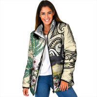 Endemic Tomtit New Zealand Padded Jacket Miromiro Manuka Silver Fern Maori Pattern