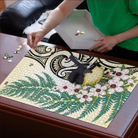 Endemic Tomtit New Zealand Puzzle Miromiro Manuka Silver Fern Maori Pattern