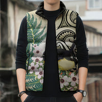 Endemic Tomtit New Zealand Sleeveless Puffer Jacket Miromiro Manuka Silver Fern Maori Pattern LT14 - Polynesian Pride