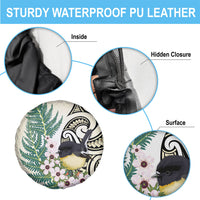 Endemic Tomtit New Zealand Spare Tire Cover Miromiro Manuka Silver Fern Maori Pattern LT14 - Polynesian Pride