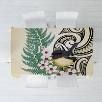 Endemic Tomtit New Zealand Tablecloth Miromiro Manuka Silver Fern Maori Pattern LT14 Cream - Polynesian Pride