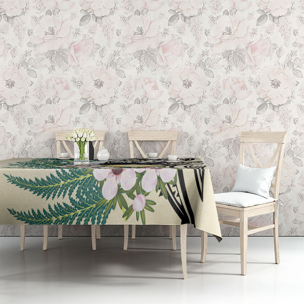 Endemic Tomtit New Zealand Tablecloth Miromiro Manuka Silver Fern Maori Pattern LT14 - Polynesian Pride