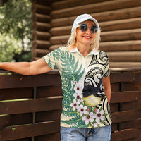 Endemic Tomtit New Zealand Women Polo Shirt Miromiro Manuka Silver Fern Maori Pattern LT14 - Polynesian Pride