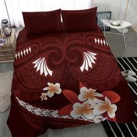 Oxblood Polynesia Bedding Set Tribal Pattern Tropical Frangipani