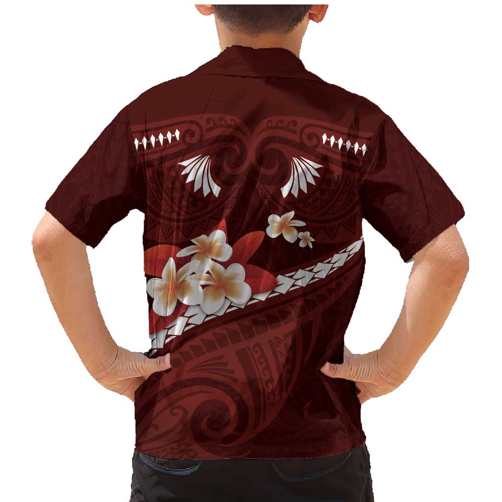 Oxblood Polynesia Family Matching Mermaid Dress and Hawaiian Shirt Tribal Pattern Tropical Frangipani LT14 - Polynesian Pride
