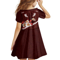 Oxblood Polynesia Family Matching Off Shoulder Short Dress and Hawaiian Shirt Tribal Pattern Tropical Frangipani LT14 - Polynesian Pride
