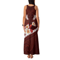 Oxblood Polynesia Family Matching Tank Maxi Dress and Hawaiian Shirt Tribal Pattern Tropical Frangipani LT14 - Polynesian Pride