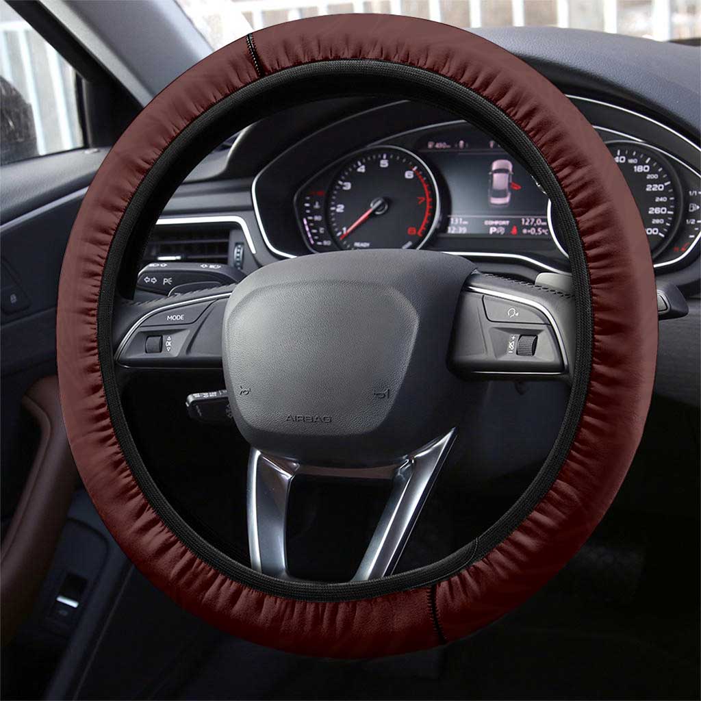 Oxblood Polynesia Steering Wheel Cover Tribal Pattern Tropical Frangipani