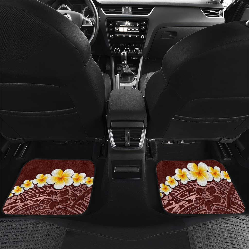 Oxblood Tropical Plumeria With Galaxy Polynesian Art Car Mats