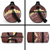Oxblood Tropical Plumeria With Galaxy Polynesian Art Duffle Bag