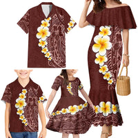 Oxblood Tropical Plumeria With Galaxy Polynesian Art Family Matching Mermaid Dress and Hawaiian Shirt LT14 - Polynesian Pride