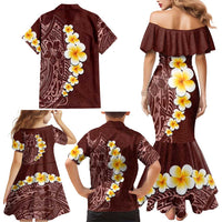 Oxblood Tropical Plumeria With Galaxy Polynesian Art Family Matching Mermaid Dress and Hawaiian Shirt LT14 - Polynesian Pride