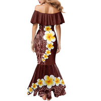 Oxblood Tropical Plumeria With Galaxy Polynesian Art Family Matching Mermaid Dress and Hawaiian Shirt LT14 - Polynesian Pride
