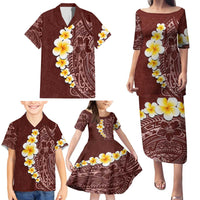 Oxblood Tropical Plumeria With Galaxy Polynesian Art Family Matching Puletasi and Hawaiian Shirt LT14 - Polynesian Pride