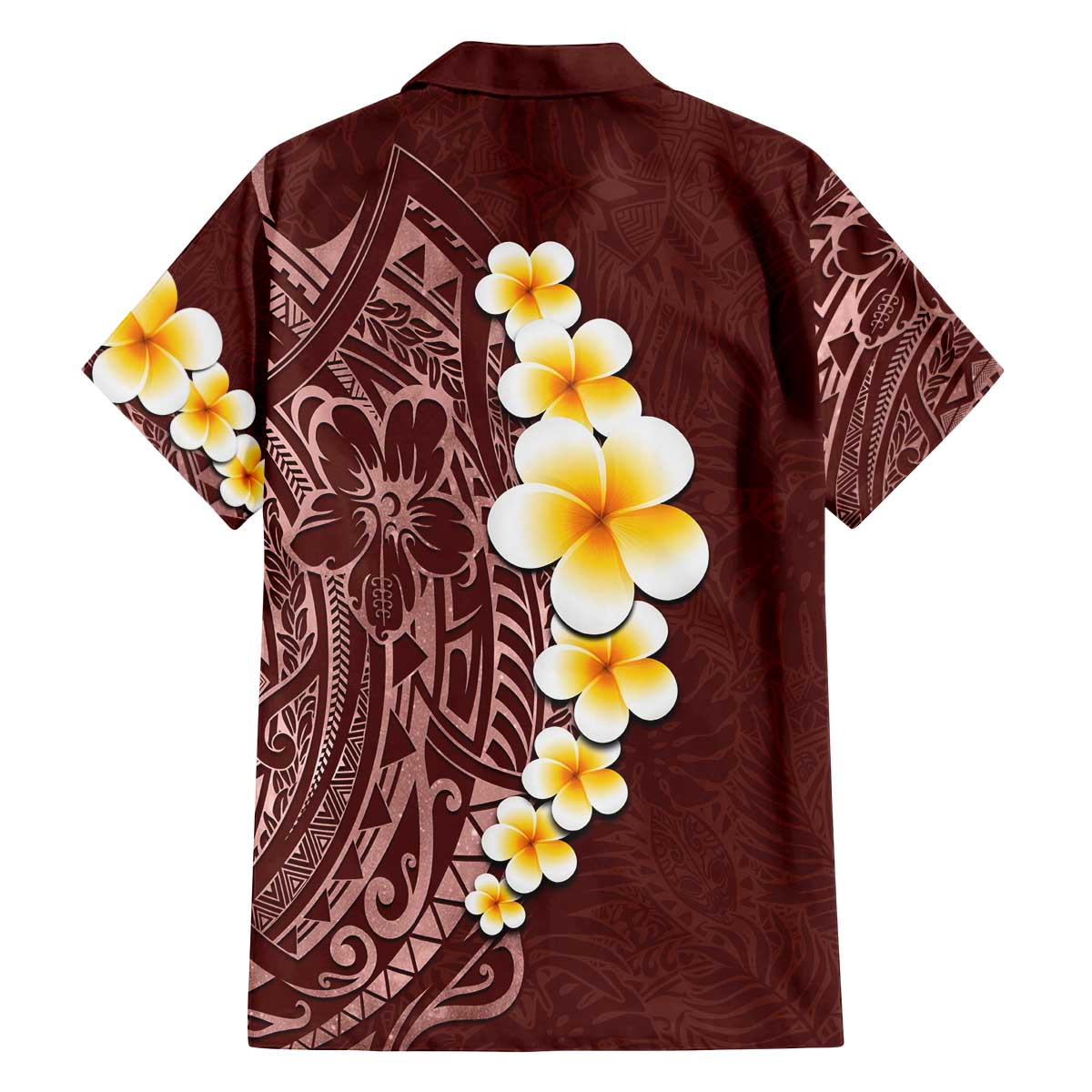 Oxblood Tropical Plumeria With Galaxy Polynesian Art Family Matching Puletasi and Hawaiian Shirt LT14 - Polynesian Pride