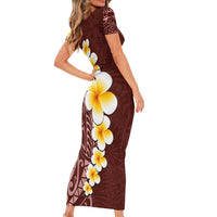 Oxblood Tropical Plumeria With Galaxy Polynesian Art Family Matching Short Sleeve Bodycon Dress and Hawaiian Shirt LT14 - Polynesian Pride