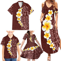 Oxblood Tropical Plumeria With Galaxy Polynesian Art Family Matching Summer Maxi Dress and Hawaiian Shirt LT14 - Polynesian Pride