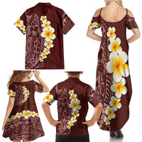 Oxblood Tropical Plumeria With Galaxy Polynesian Art Family Matching Summer Maxi Dress and Hawaiian Shirt LT14 - Polynesian Pride