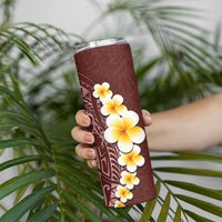 Oxblood Tropical Plumeria With Galaxy Polynesian Art Skinny Tumbler LT14 - Polynesian Pride