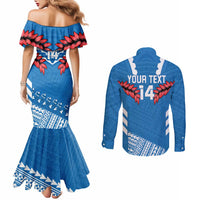 Custom Toa Samoa Rugby Couples Matching Mermaid Dress and Long Sleeve Button Shirt Samoan Siva Tau Uso Aso Uma LT14 - Polynesian Pride