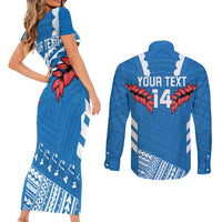 Custom Toa Samoa Rugby Couples Matching Short Sleeve Bodycon Dress and Long Sleeve Button Shirt Samoan Siva Tau Uso Aso Uma LT14 - Polynesian Pride