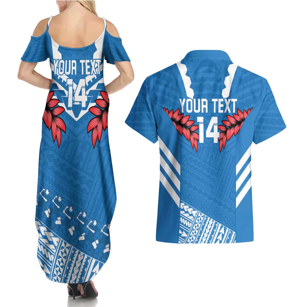 Custom Toa Samoa Rugby Couples Matching Summer Maxi Dress and Hawaiian Shirt Samoan Siva Tau Uso Aso Uma LT14 - Polynesian Pride
