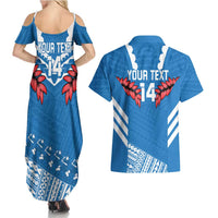 Custom Toa Samoa Rugby Couples Matching Summer Maxi Dress and Hawaiian Shirt Samoan Siva Tau Uso Aso Uma LT14 - Polynesian Pride