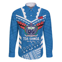 Custom Toa Samoa Rugby Family Matching Long Sleeve Bodycon Dress and Hawaiian Shirt Samoan Siva Tau Uso Aso Uma LT14 Dad's Shirt - Long Sleeve Blue - Polynesian Pride