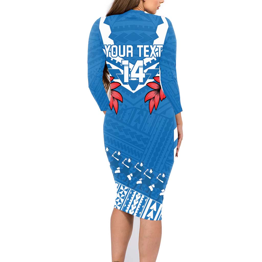 Custom Toa Samoa Rugby Family Matching Long Sleeve Bodycon Dress and Hawaiian Shirt Samoan Siva Tau Uso Aso Uma LT14 - Polynesian Pride