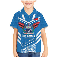Custom Toa Samoa Rugby Family Matching Mermaid Dress and Hawaiian Shirt Samoan Siva Tau Uso Aso Uma LT14 Son's Shirt Blue - Polynesian Pride
