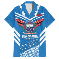 Custom Toa Samoa Rugby Family Matching Off Shoulder Maxi Dress and Hawaiian Shirt Samoan Siva Tau Uso Aso Uma LT14 Dad's Shirt - Short Sleeve Blue - Polynesian Pride