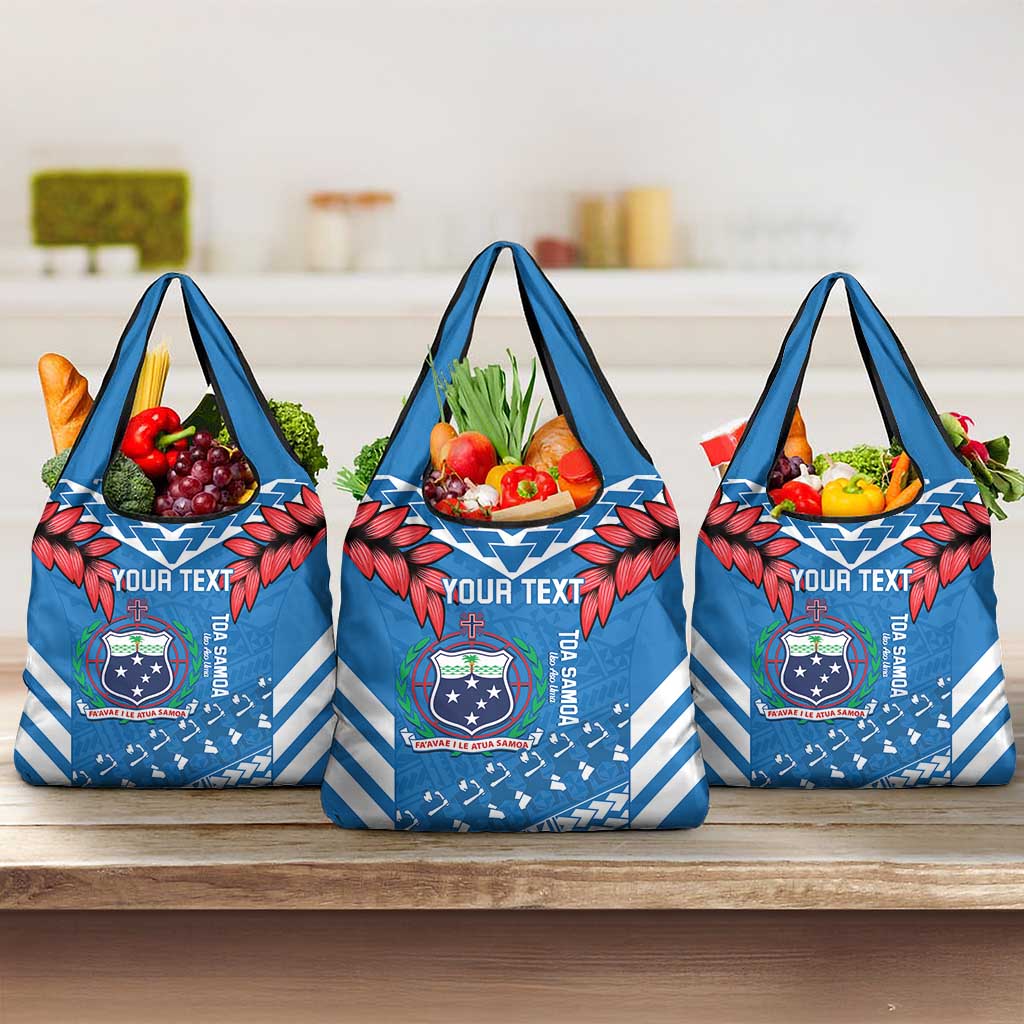 Custom Toa Samoa Rugby Grocery Bag Samoan Siva Tau Uso Aso Uma