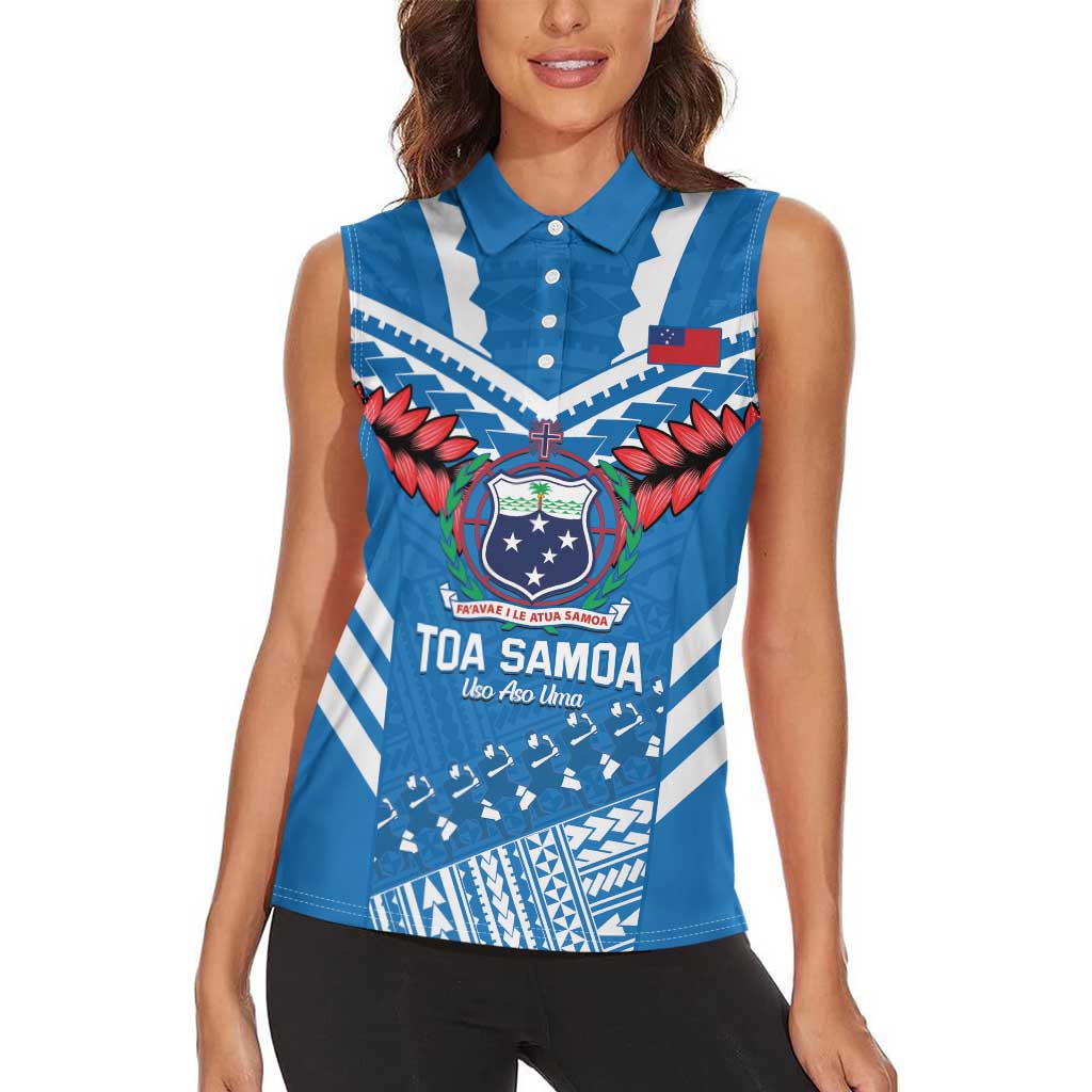 Custom Toa Samoa Rugby Women Sleeveless Polo Shirt Samoan Siva Tau Uso Aso Uma LT14 - Polynesian Pride