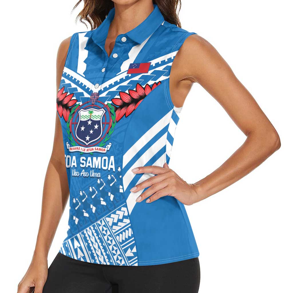 Custom Toa Samoa Rugby Women Sleeveless Polo Shirt Samoan Siva Tau Uso Aso Uma LT14 - Polynesian Pride
