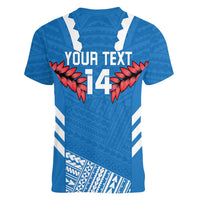 Custom Toa Samoa Rugby Women V-Neck T-Shirt Samoan Siva Tau Uso Aso Uma LT14 - Polynesian Pride