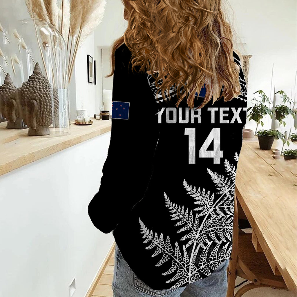 Personalised New Zealand Silver Fern Rugby Women Casual Shirt Go All Black 2023 World Cup LT14 - Polynesian Pride