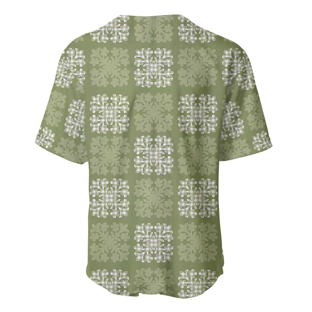 Vesuvian Green Palaka Quilt Hawaii Baseball Jersey Traditional Hawaii-plaid Pattern LT14 - Polynesian Pride