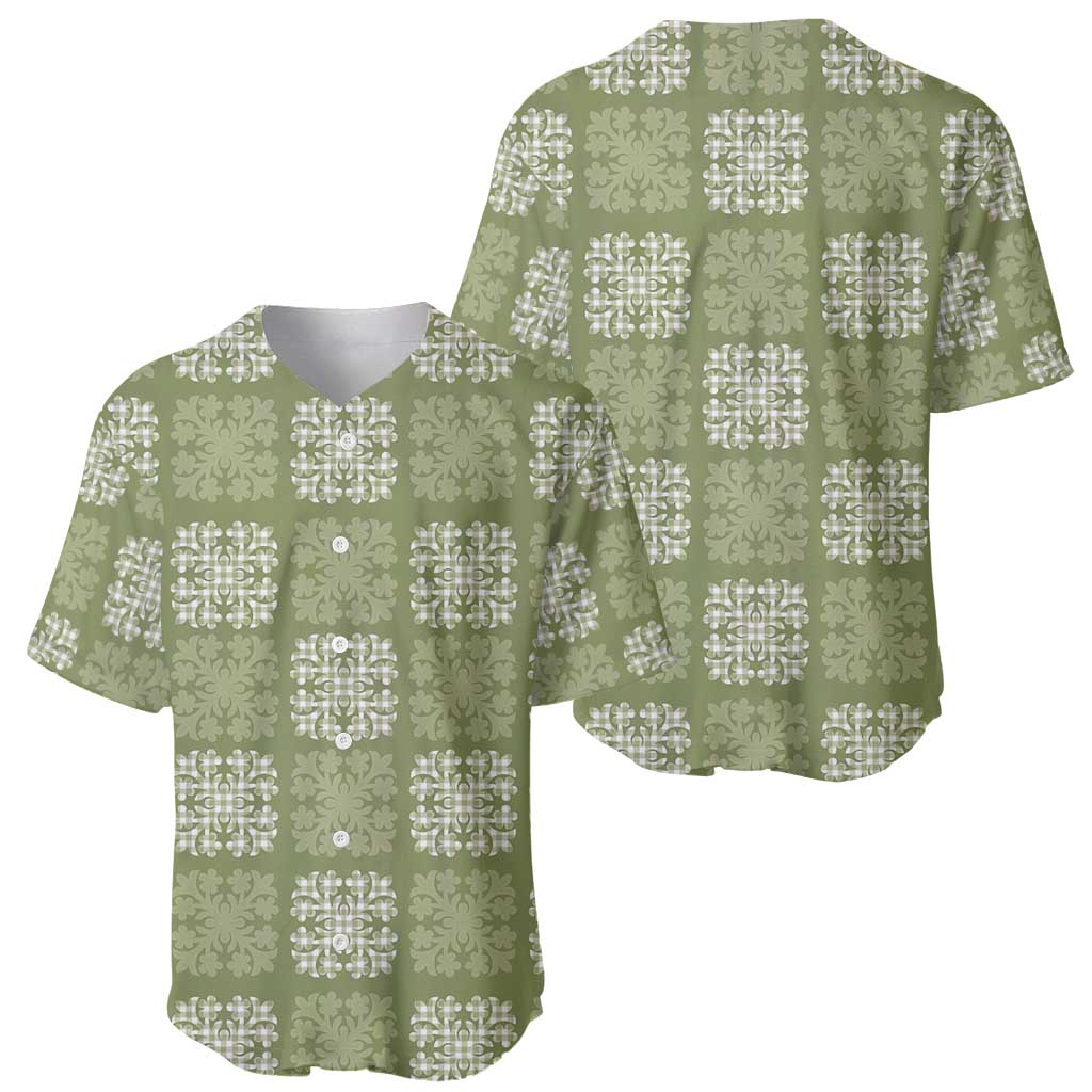 Vesuvian Green Palaka Quilt Hawaii Baseball Jersey Traditional Hawaii-plaid Pattern LT14 - Polynesian Pride